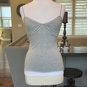Urban Behavior Y2K Gray BabyDoll Tank Top Size Small Gathered Neckline Lace Trim